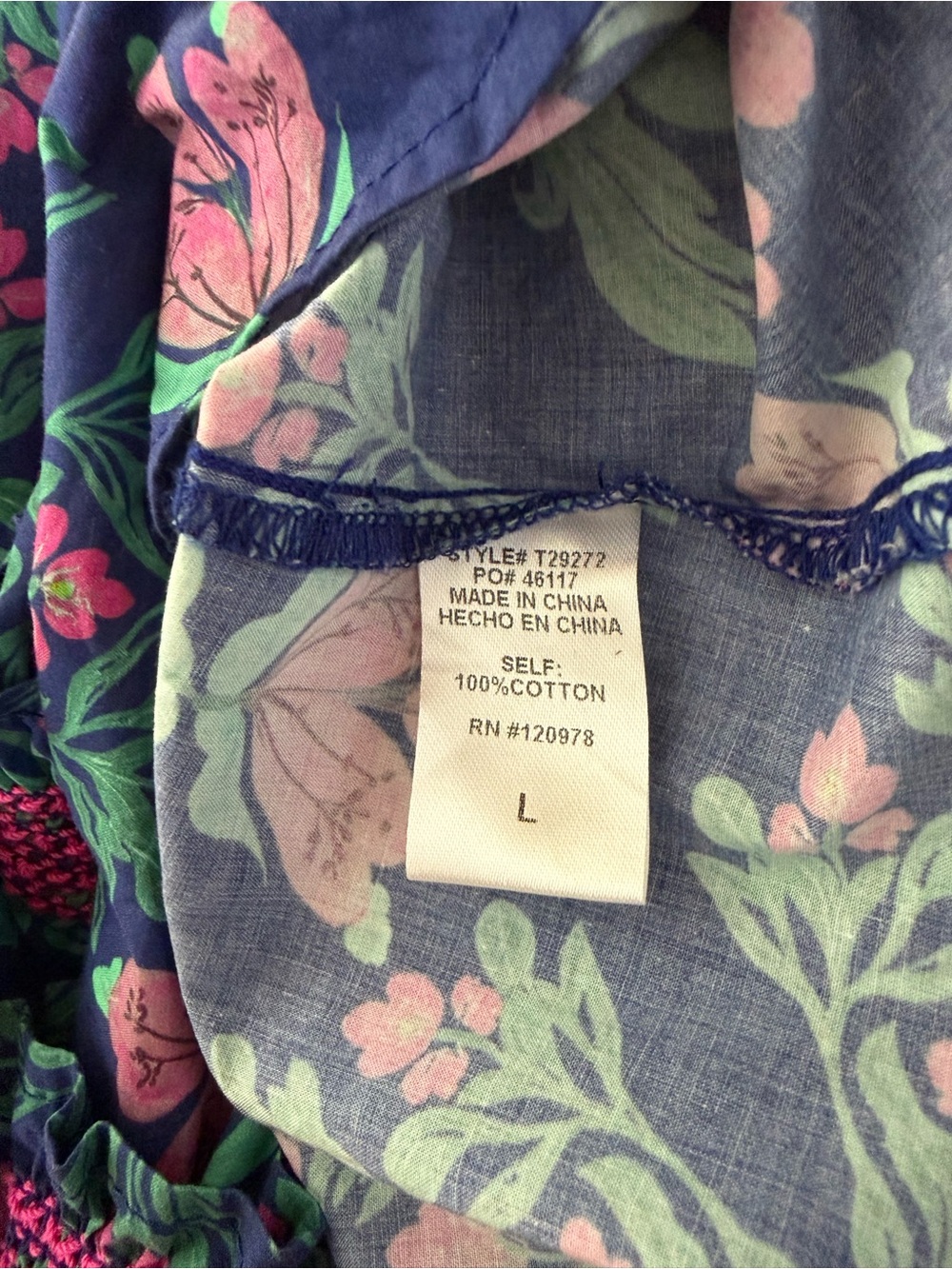TODAY SALE 🎈🎈Entro Pink Floral Puff Sleeve Cottagecore Blouse Size Large - Picture 9 of 9
